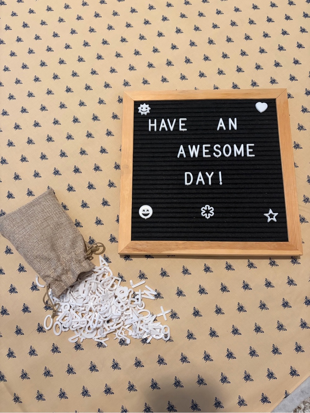 Black Felt Letter Board with Wooden Frame